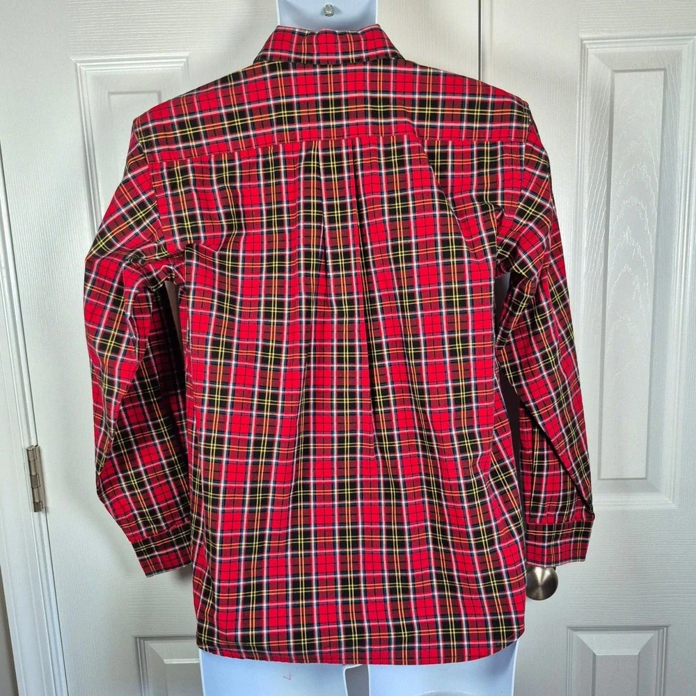 Ralph Lauren youth red plaid button down shirt boys large Christmas holidays‎